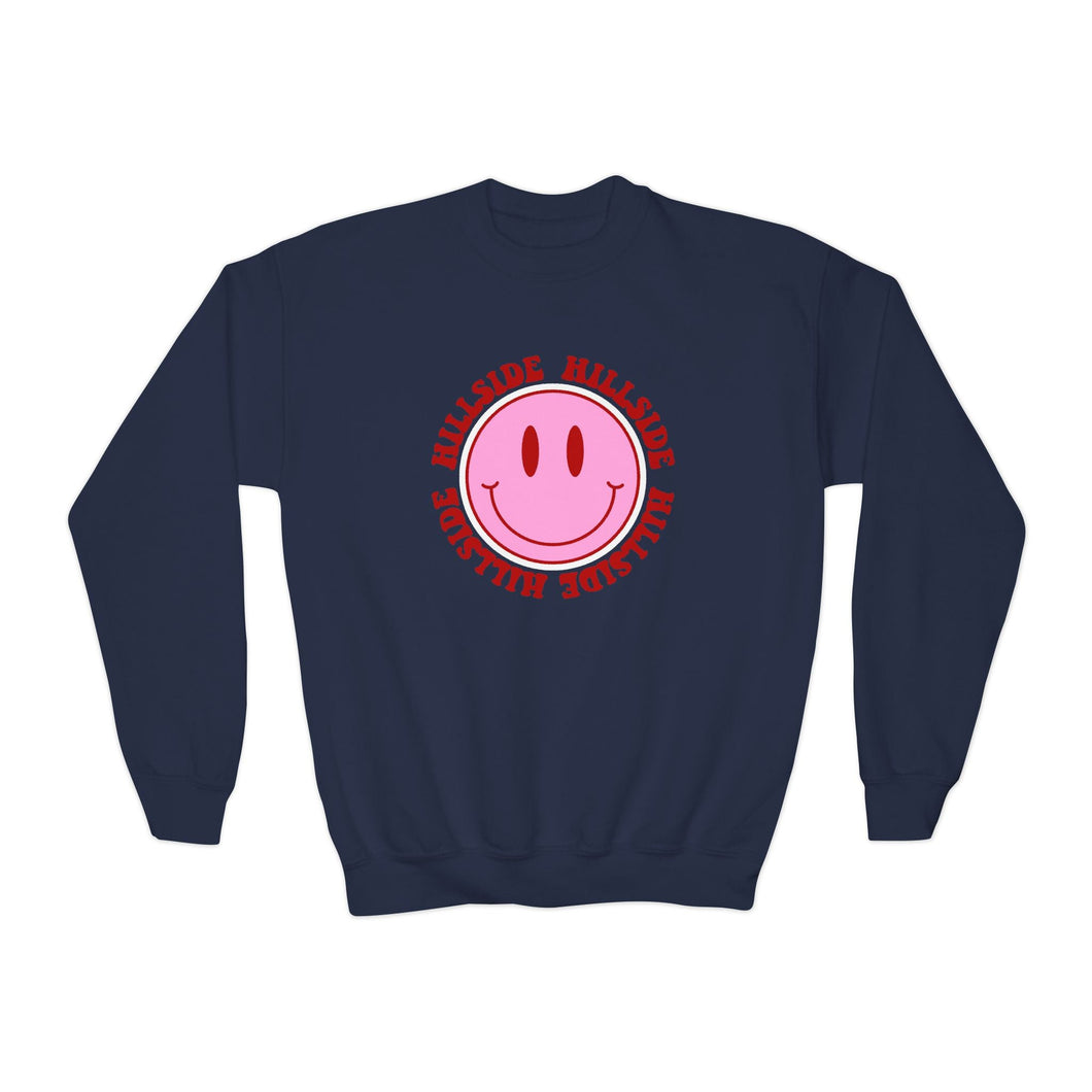Youth Smiley Crewneck Hillside Sweatshirt Printify