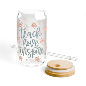 Teach, Love, Inspire Sipper Glass, 16oz